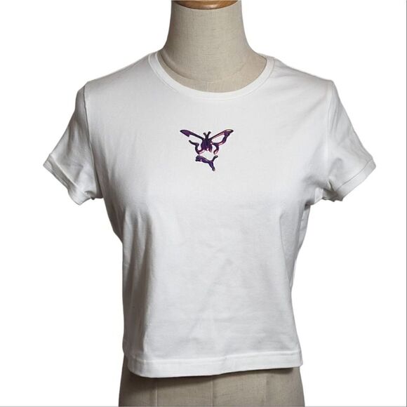 NWT Puma X Dual Lipa White Stretch Tee Shirt - Picture 1 of 6
